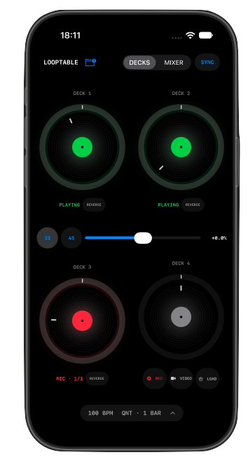 LoopTable four-deck performance interface